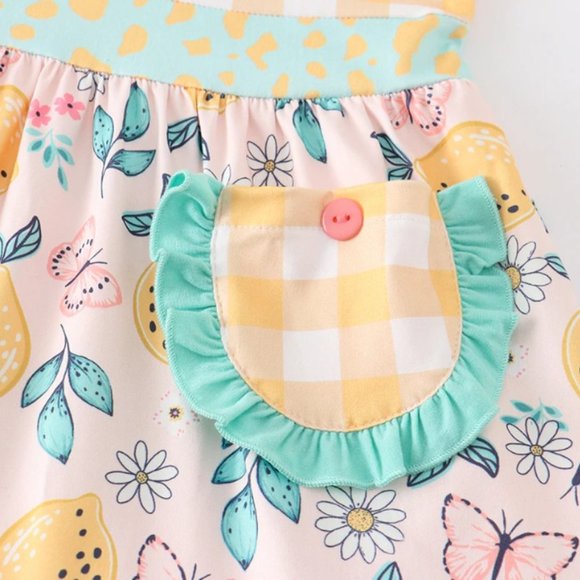 Boutique Lemon Citrus Girls Sleeveless Ruffle Dress - Picture 4 of 6